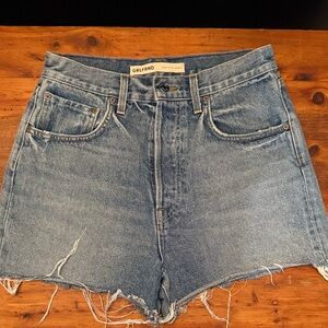 GRLFRND Light Blue Distressed Jean Shorts